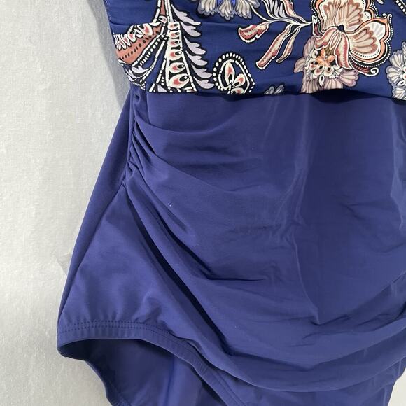 Lands End One Piece Swimsuit Women Plus Size 16W Blue Paisley Slimming NWOT - Picture 4 of 8